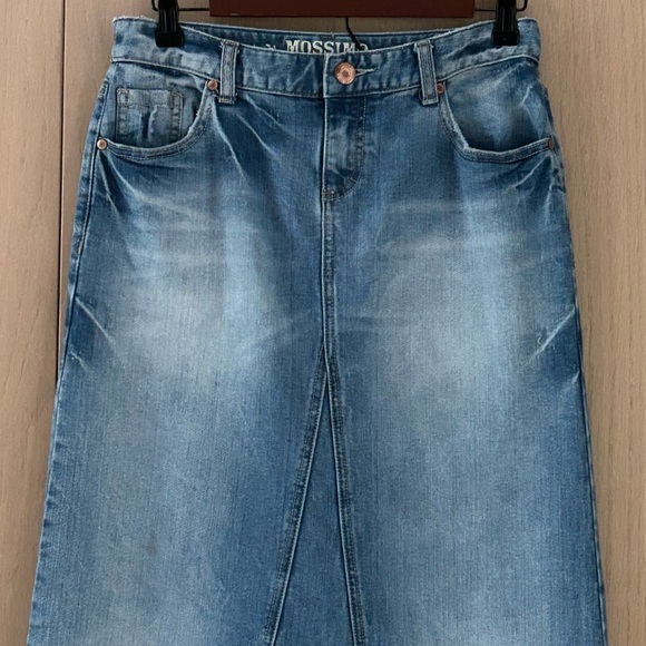 Mossimo Supply Co Y2K Denim Maxi Skirt Classic 90's Factory Fading Women's 3 - Picture 3 of 11